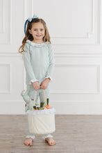 Load image into Gallery viewer, Girls Green Stripe Pajama with Ruffle Collar