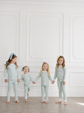 Load image into Gallery viewer, Green Stripe Pajamas with White Trim