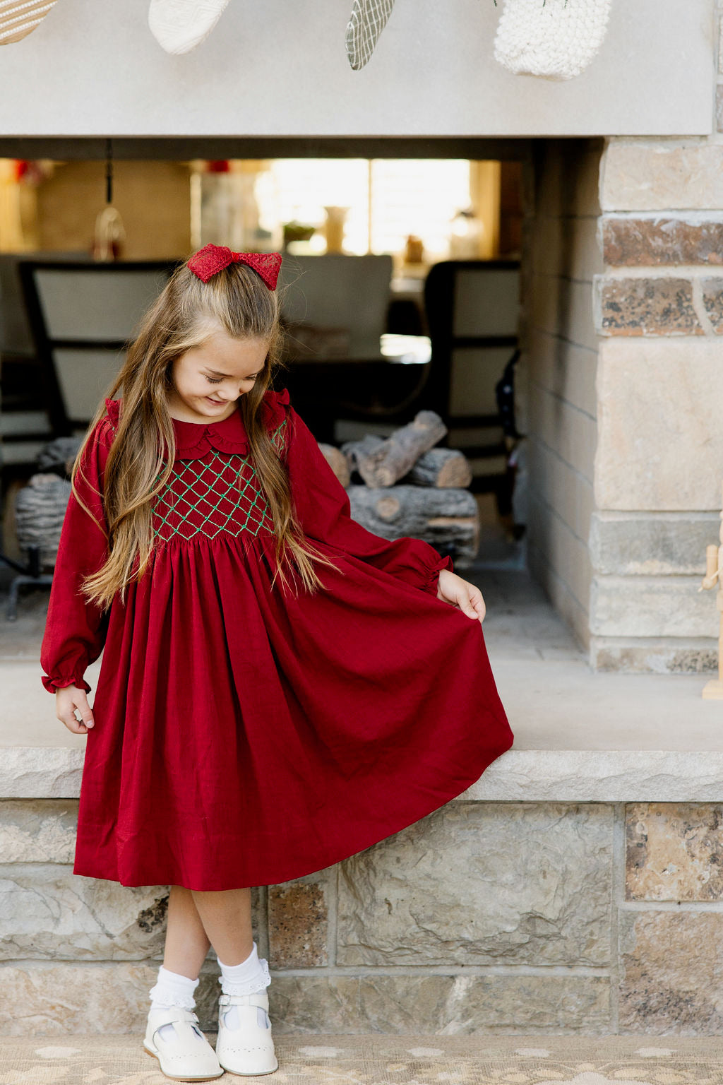 Burgundy Smocked Dress Burgundy Smocked Dress