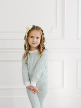 Load image into Gallery viewer, Green Stripe Pajamas with White Trim