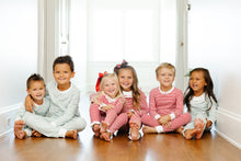 Load image into Gallery viewer, Green Stripe Pajamas with White Trim