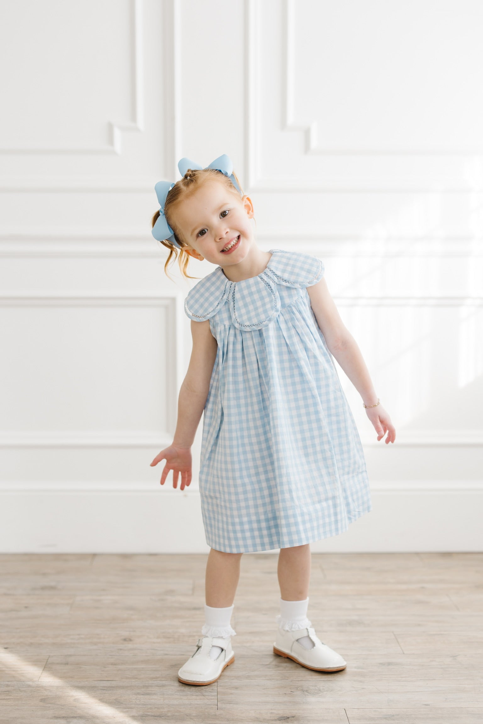 Lucy Dress in Blue Gingham Tiny and Timeless Lucy Dress in Blue Gingham Tiny and Timeless