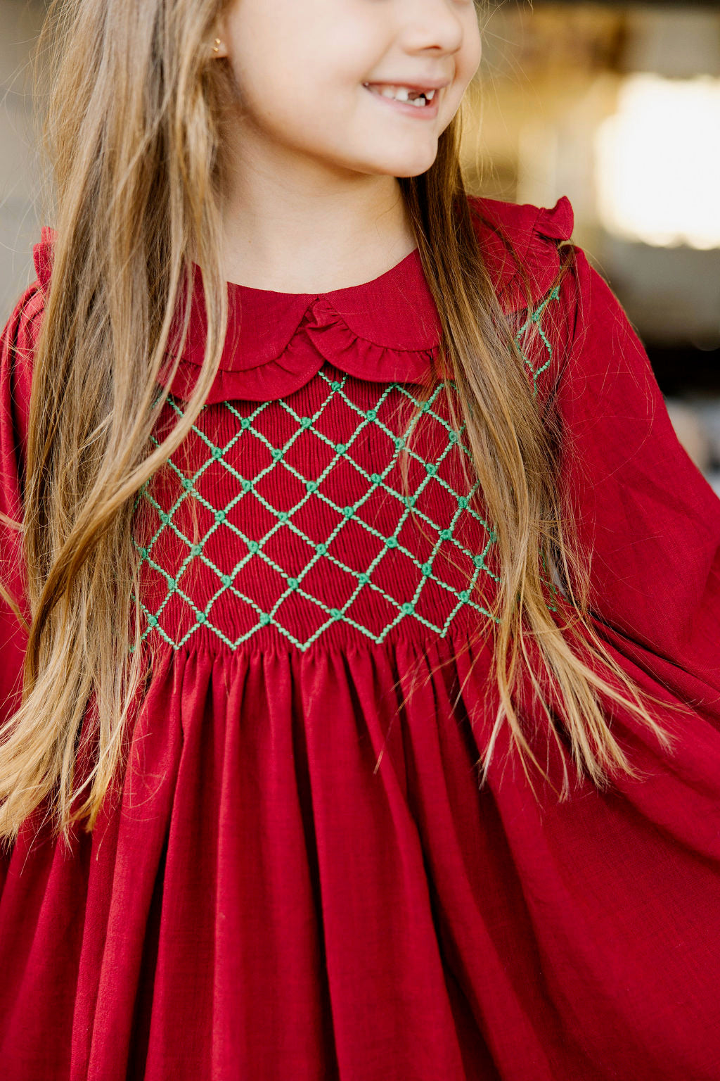 Burgundy Smocked Dress – Tiny and Timeless