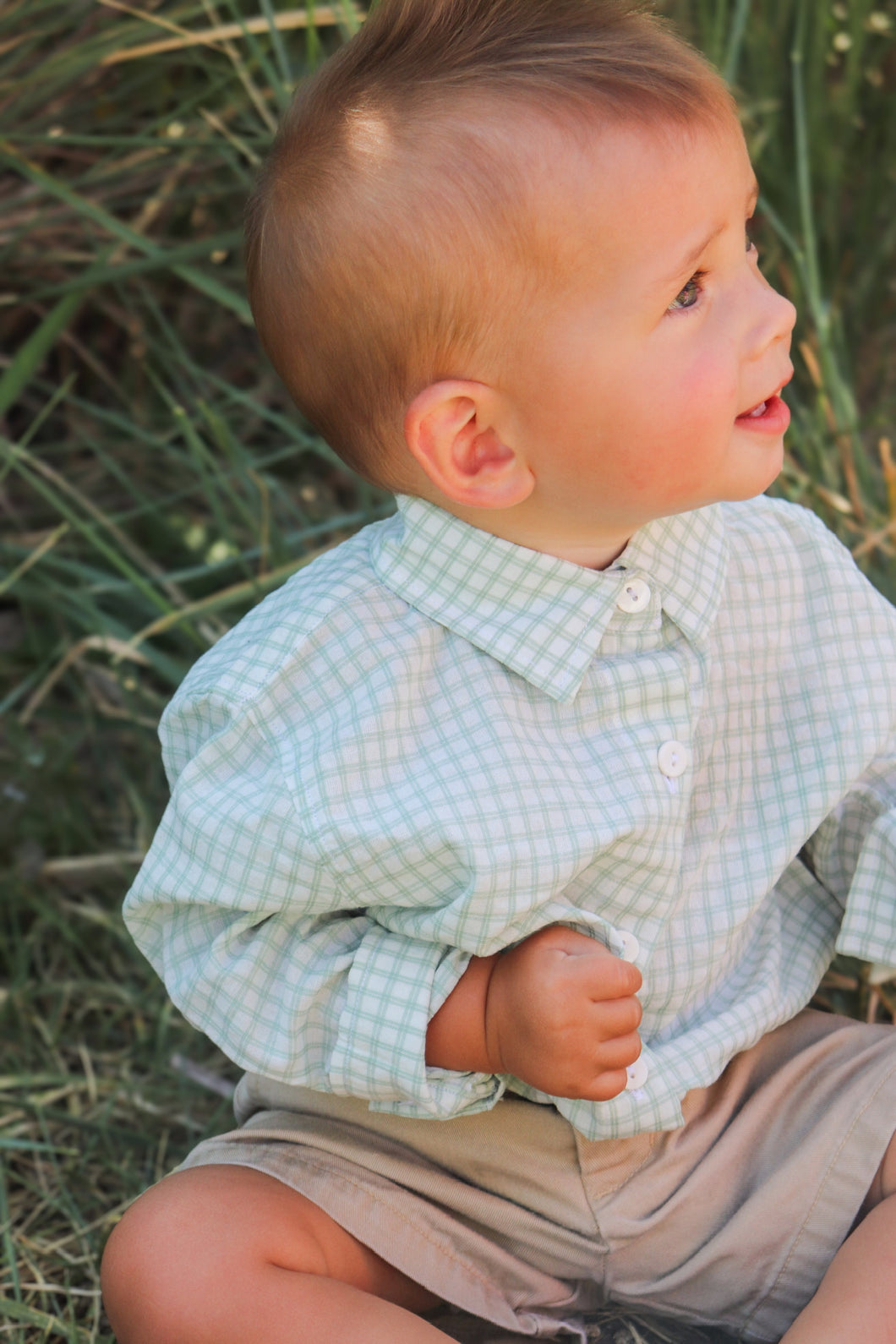 Green Button Up