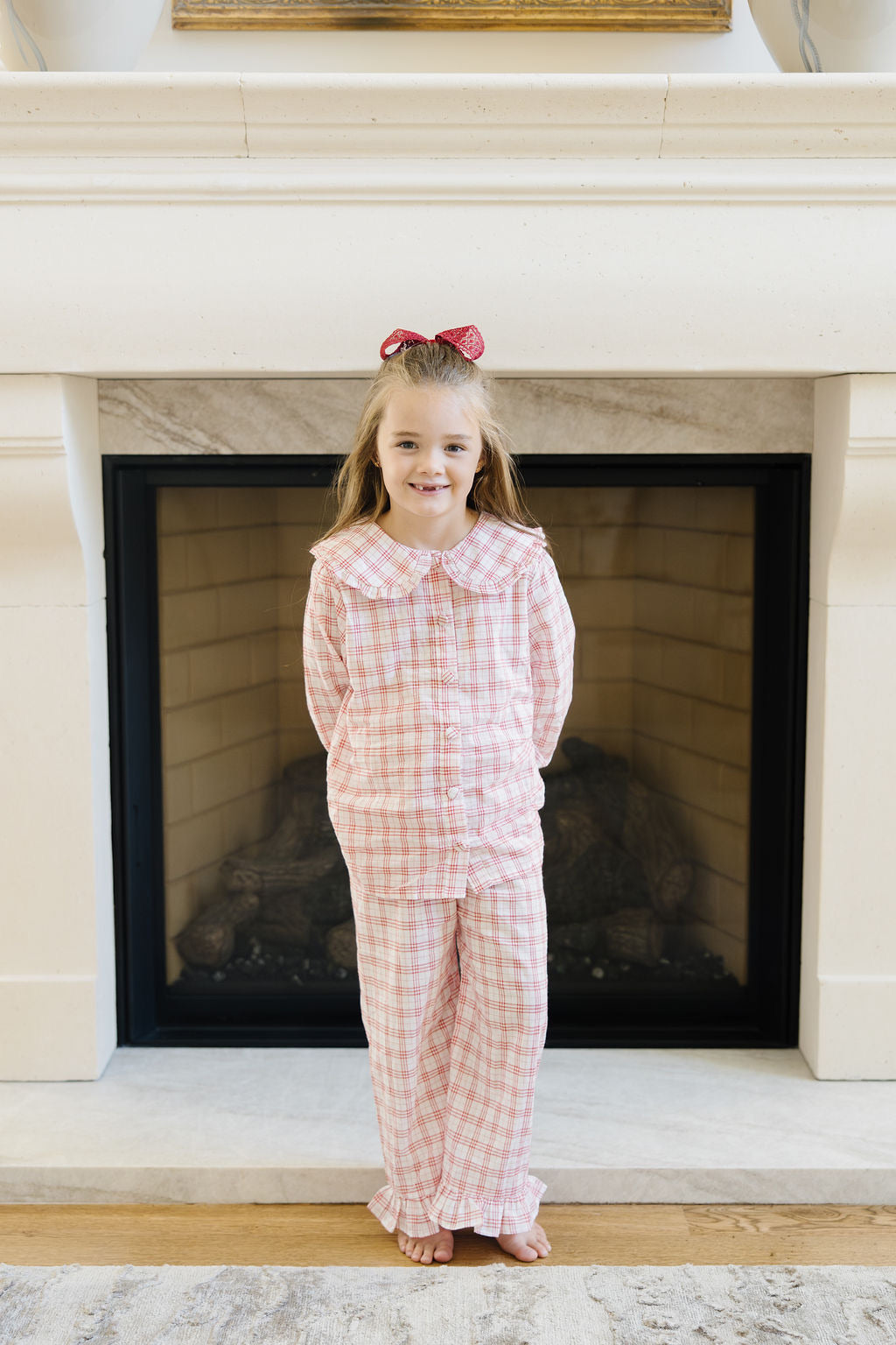 Girls Red Plaid Pajama Set