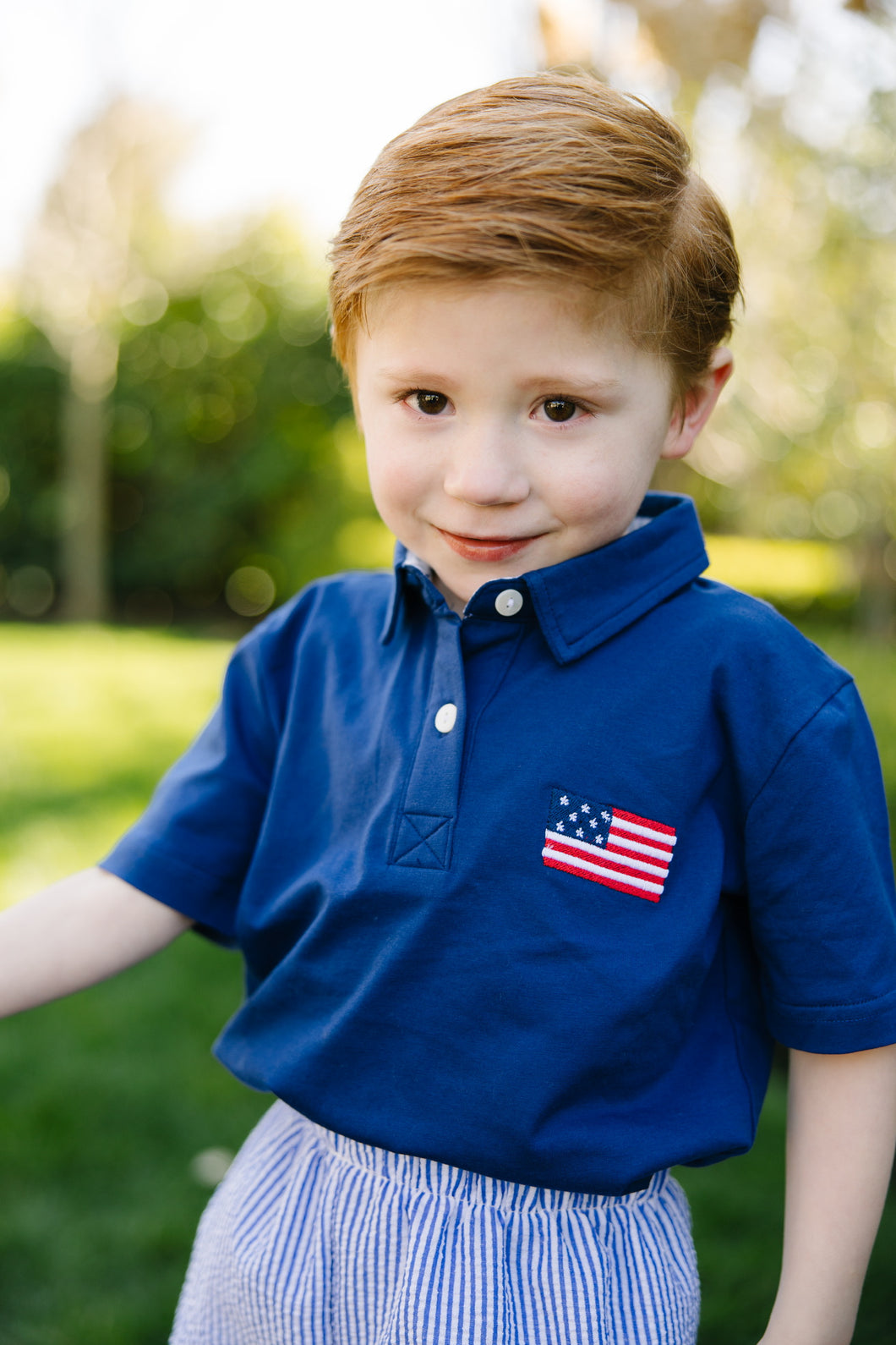 Navy Flag Polo