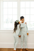 Load image into Gallery viewer, Girls Green Stripe Pajama with Ruffle Collar
