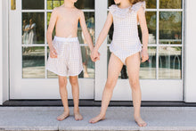 Load image into Gallery viewer, Tan Check Ruffle One Piece Swimsuit
