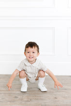 Load image into Gallery viewer, Boy Bubble in Tan Check
